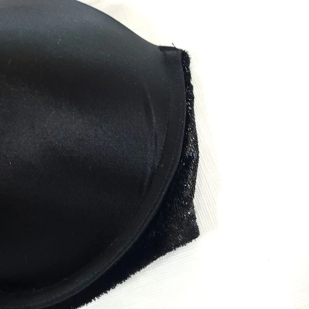 Victoria Secret Very Sexy Racerback Bra 36D Black Tencil Velvet Rhinestones‎ Adj